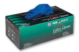 Picture of 14 mil Disposable Blue Latex Exam Gloves, Medium 50/box