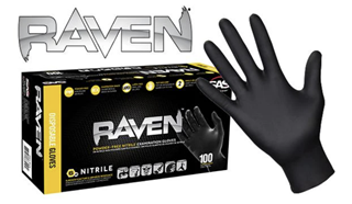 Picture of 7 mil Raven PF Disp Black Nitrile Gloves 100/dispenser -Medium