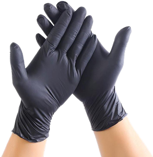 Picture of 6 mil Black Nitrile Gloves PF Large Exam Grade 10 x 100/case/ 70cs/pallet