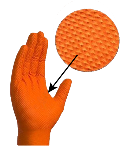 Picture of 8 mil Orange Nitrile Gloves w/ Textured Grip - Multiple Sizes