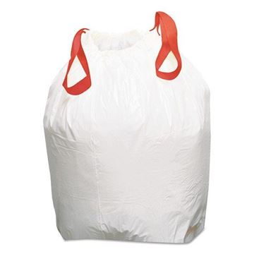 Picture of White Drawstring Liners, 13 gal, 24 x 28, 0.80 mil 50 bags/roll, 2 rolls per case