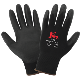 Picture of Black Polyurethane Palm Coated Glove w/Nylon Liner XXS