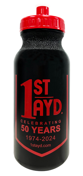 Picture of Water Bottle 20oz Black w/Red 1st Ayd 50th Anniversary Logo