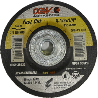 Picture of Grinding Wheel 4-1/2" x 1/4" x 5/8" -11 A24N Fast Cut