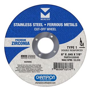 Picture of Zirconia Cut Off Wheel Type 1 6" x .045 x 7/8" 25/pack