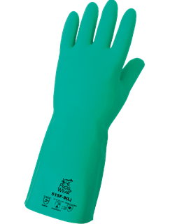 Picture of Green Nitrile Gloves 15 mil 13" Size 10