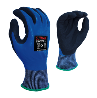 Picture of Cutman A4 Blue Work Gloves  13 gauge, Knit w/ dbl nitrile palm  12/pk, 6dz/cs