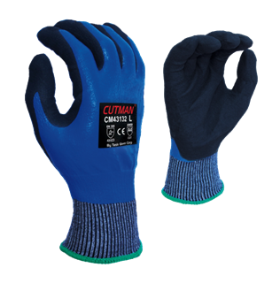Picture of Cutman A4 Blue Work Gloves  13 gauge, Knit w/ dbl nitrile palm  12/pk, 6dz/c